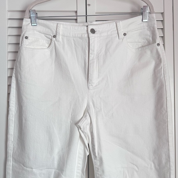 Eileen Fisher Organic Cotton Denim High-Waisted White Ankle Pant Size 12 - Picture 5 of 7